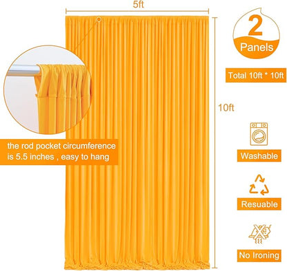 10x10 Marigold Backdrop Curtain for Parties Wrinkle Free Orange Photo Curtains Backdrop Drapes Fabric Decoration for Wedding Birthday Party Baby Shower 5ft x 10ft,2 Panels