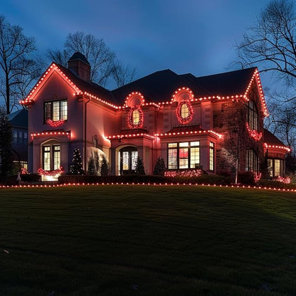 TW SHINE C6 String Lights, 200 LED 66 FT with 8 Modes Timer, Waterproof Connectable for Outdoor Yard Xmas Tree House Decorations (Red)