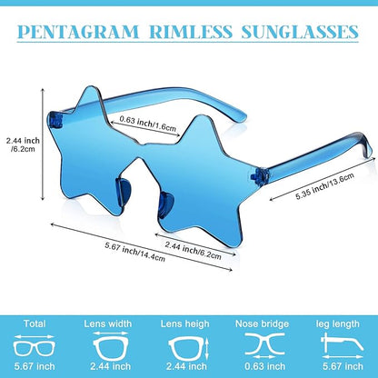 Cindeer 40 Pairs Rimless Star Shape Sunglasses Colorful Transparent Sunglasses Pentagram Glasses for Party