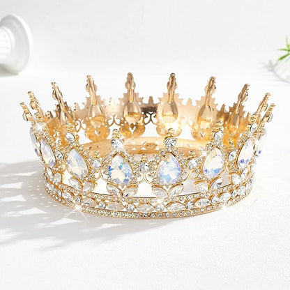 Queen Crown Rhinestone Wedding Crowns and Tiaras for Women Costume Party Hair Accessories Princess Birthday Crown Crystal Bridal Crown (KC Gold & Moonlight Crown)