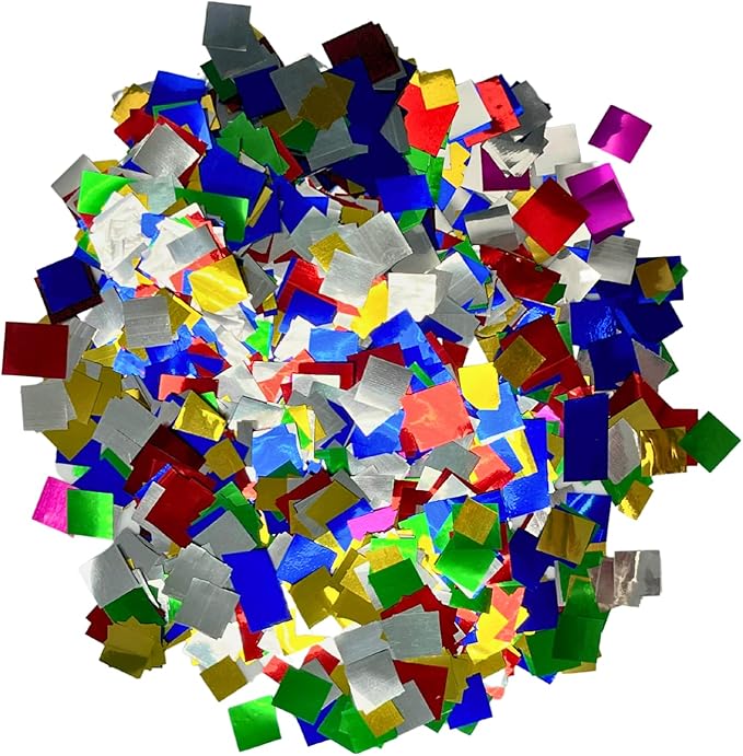 Ultimate Confetti, Fluttering Multicolor Mylar Shiny Foil Metallic Confetti Squares - Lightweight and Slow-Falling Party Confetti for Cannon and Launcher Use - Best for Celebrations - 1 lb, 16 oz