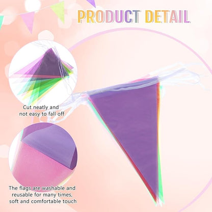 100 Feet Pennant Banners Flags 75 Solid String Triangle Flags for Grand Opening, Carnival Theme Birthday Party Decoration Outdoor Events Classroom Decoration(Macaron Color)