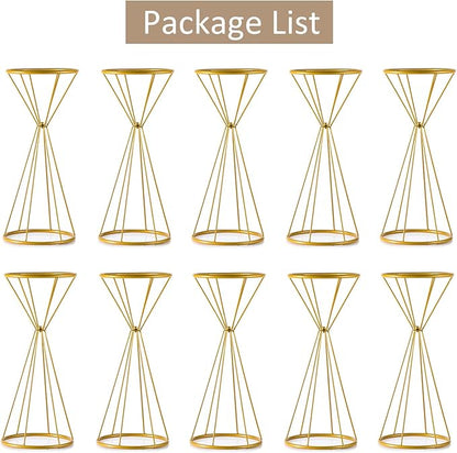Sziqiqi Metallic Vase Centerpiece Stands Tall Centerpiece Risers 10pcs, Dual Coned, for Tabletop Flower Arrangement, Event Decoration, Creative Wedding Centerpieces 20inch Gold