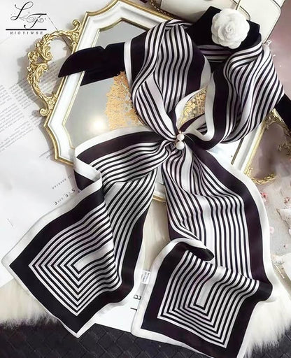Head Scarf Hair Neck Scarves For Women Purse Bag Scarfs For Handbags Silky Long Thin Satin Headscarf Fashion