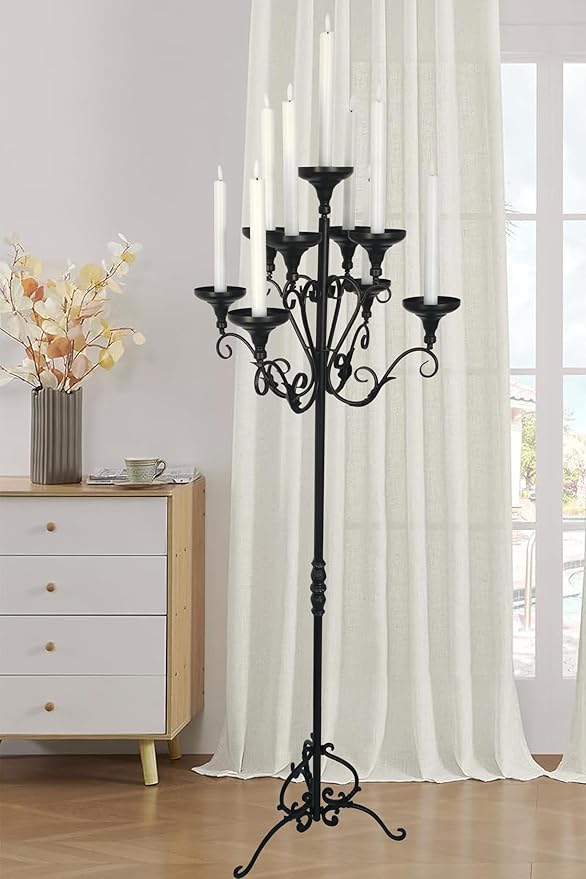 Metal Tall Floor Candelabra - 9 Arm Candle Stand - Wedding Centerpiece