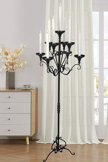 Metal Tall Floor Candelabra - 9 Arm Candle Stand - Wedding Centerpiece