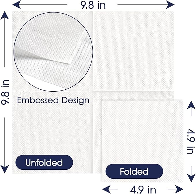 JollyPack 2000 Count White Beverage Napkins - 1-Ply 4.9 x 4.9 Folded Bulk Cocktail Napkins Paper, Lunch Paper for Restaurants, Bar and Party - 9.8 x 9.8 Unfolded