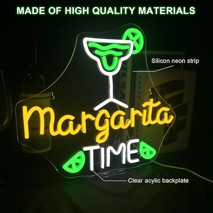 Lucunstar Margarita Time Neon Sign for Wall Decor Margarita Led Signs USB Dimmable Neon Lights for Beer Bar Kitchen Restaurant Home Pub Party Man Cave Club Shops Hotel Store Business Gift