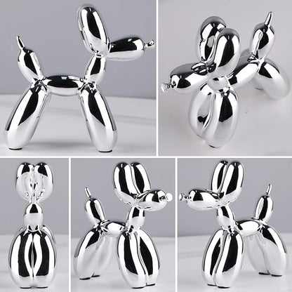 Silver Balloon Dog Decor,Balloon Animal Decor,Shelf Decor Preppy Room Decor,Cute Statue Home Decor, Bedroom Modern Sculpture Desk Decor,Office Gold Decorations Small Figurines