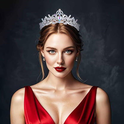 Kamirola Crystal Crowns and Tiaras Headband for Girl or Women Birthday Party Wedding Prom Bridal Christmas Valentine Silver AB2