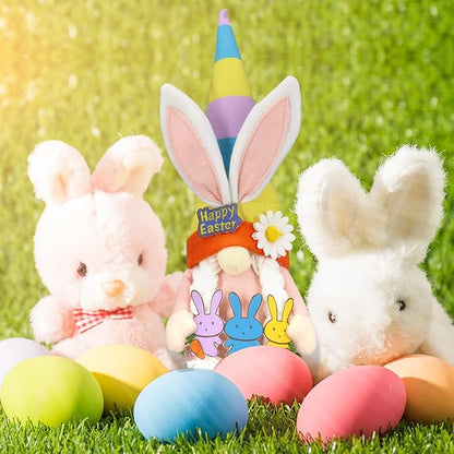 Lovinland Easter Decorations - Bunny Gnomes Decor for Home, Indoor, Tiered Tray, Office, Desk - Spring Rabbit Stuffed Centerpiece Table