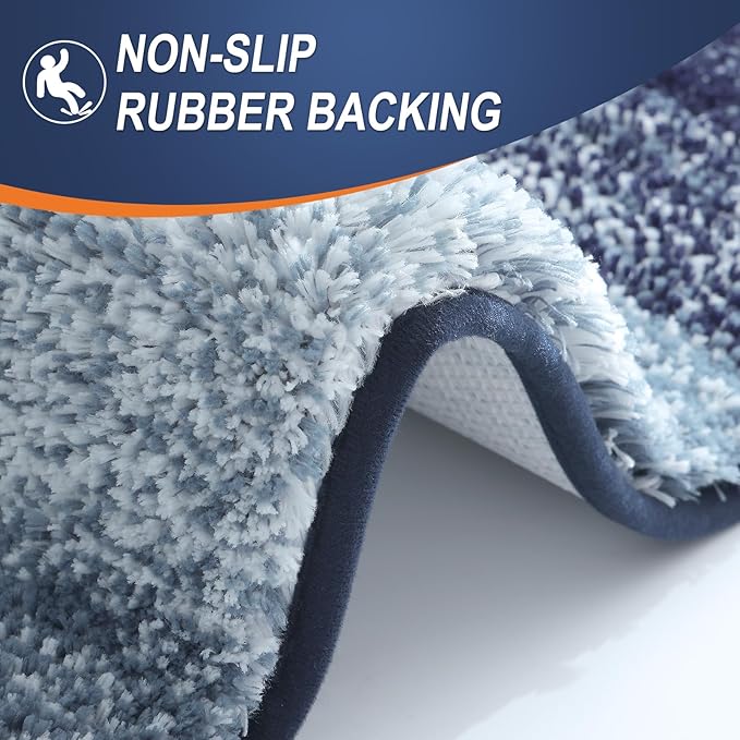 OLANLY Bathroom Rugs Mat 70x24, Extra Soft Absorbent Microfiber Bath Rugs, Rubber Backing, Quick Dry, Machine Washable Bath Mats for Bathroom Floor, Tub and Shower, Home Decor Accessories, Airy Blue