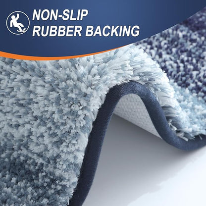 OLANLY Bathroom Rugs Mat 70x24, Extra Soft Absorbent Microfiber Bath Rugs, Rubber Backing, Quick Dry, Machine Washable Bath Mats for Bathroom Floor, Tub and Shower, Home Decor Accessories, Airy Blue