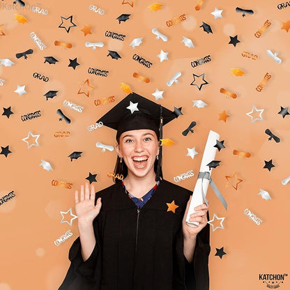 KatchOn, Congrats Grad Confetti 2025 - Pack of 1000 | Grad Decorations Class of 2025 | Graduation Confetti class of 2025 for Orange and Black, Graduation Decorations 2025