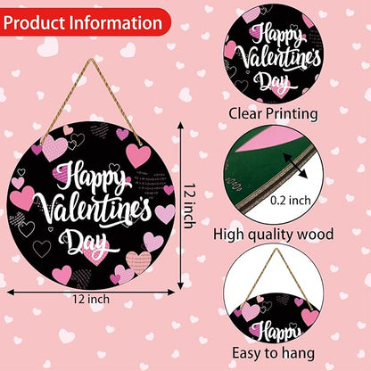 Valentines Day Decorations St Patricks Day Decorations Reversible Happy Valentines Wreath Heart Door Decor Hanging Sign Wooden Front Door Hanger Wreath for Porch Wall Indoor Home Decor