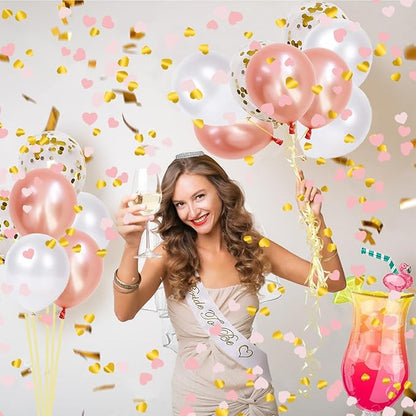 16" Confetti Cannons with Pink & Gold Heart Filling - Party Poppers for Gender Reveal Baby Shower Bridal Shower Valentine Wedding Anniversary - Easy to Use - Pack of 2