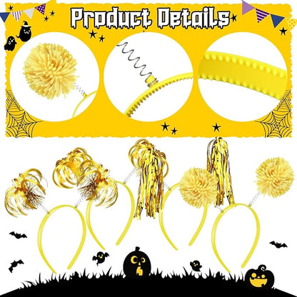 Censen 12 Pcs Christmas Pom Pom Headbands Spirit Party Headwear Tinsel Ponytails Head Bopper for Birthday Holiday