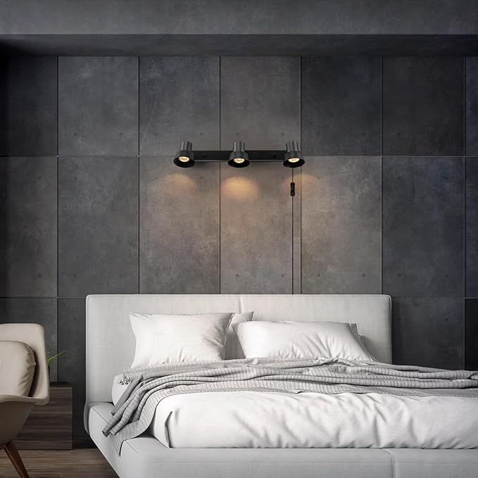 GLOBE Electric 64000115 22" 3-Light Plug-in Track Lighting, Matte Black, Adjustable Pivoting Heads, 15-Foot Cord, in-Line on/Off Rocker Switch, Modern Ceiling Light Fixture for Apartments or Renters