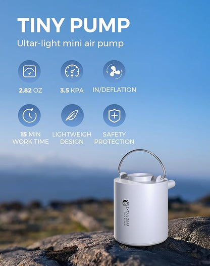 FLEXTAILGEAR Tiny and Portable Air Pump Ultra-Mini Pump with 1300mAh Battery USB Rechargeable to Inflate Deflate for Pool Floats, Air Bed, Air Mattress Swimming Ring, Vacuum Storage Bags