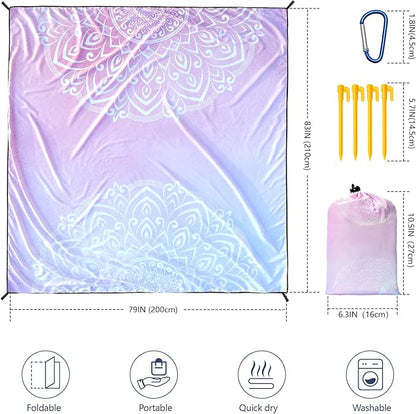 Beach Blanket Waterproof Sandproof Extra Large Beach Mat 79" X 83"/120"x108"for 1-8 Adults Quick Drying Durable Outdoor Picnic Mat for Beach Travel Camping Hiking
