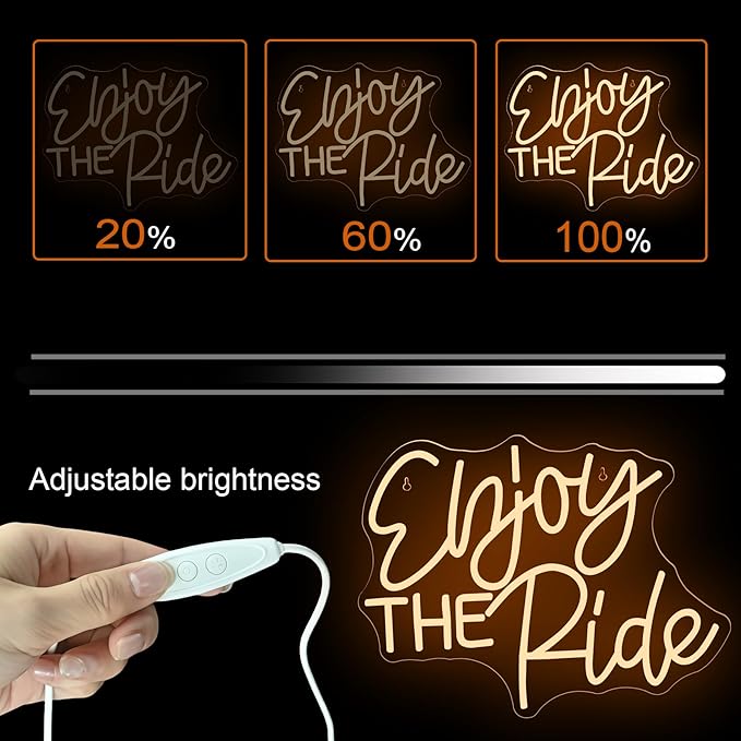 NOSUN Enjoy The Ride Neon Sign Sports Neon Signs LED Light Sign Gym logo Home Gym Decor Fitness Neon Light Gift for Cyclist Cycling neon sign
