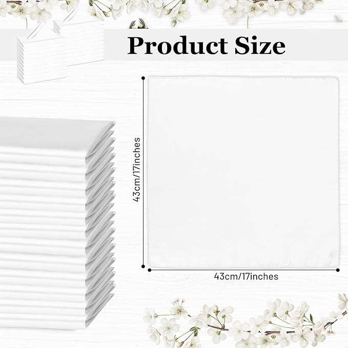 Bailarina 80 Pack White Satin Napkins,17x17 Inches Wedding Napkins Square Soft Silky Table Napkins Bulk Decorative Elegant Cloth Napkin for Party Decoration, Banquet,Wedding,Graduation
