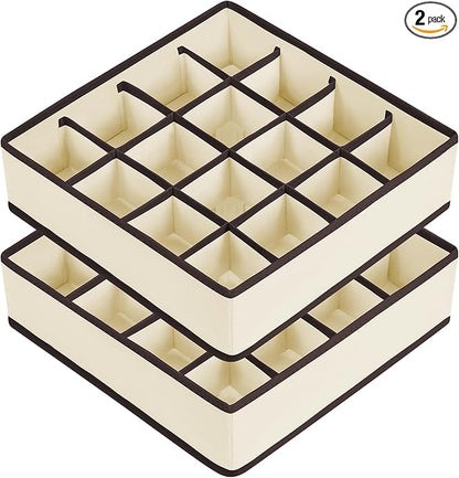 Joyoldelf Sock Drawer Organizer Divider Underwear Organizer 16-cell Fabric Dresser Drawer Organizers Storage Boxes for Socks Lingerie, Handkerchiefs, Ties (Beige)