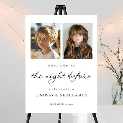 Personalized Rehearsal Dinner Welcome Sign, The Night Before Welcome Sign, Wedding Rehearsal Party Home Decor, Rehearsal Dinner Sign, Elegant Welcome Sign, Wedding Decorations Ceremony #6