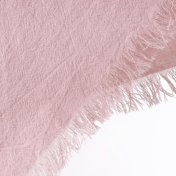12 Pack Pink Cotton Linen Napkins with Fringe Christmas Cloth Napkins Set of 12 Boho Handmade Holiday Napkins Bulk for Wedding Baby Shower Xmas Parties Girl Sweet 16, 17 x 17 Inches