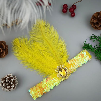 Feather Headpiece Sequins Headbands 1920s Flapper Showgirl Headpieces for Women Girls Carnival Party Accessories