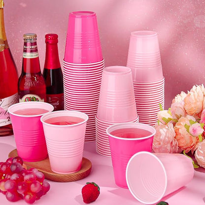 KesaPlan 100 PCS 12 OZ Plastic Cups, Party Cups Light Pink and Hot Pink Cups Disposable Drinking Cup Bulk For Bachelor Party Christmas Graduation Wedding Birthday Halloween Picnic Festive Celebrations