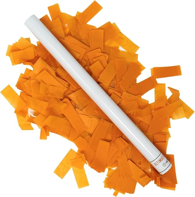 Ultimate Confetti Wand 14 inch Confetti Launcher Wand, Orange, 8 Pack - Great for Parties, Weddings and Events Tissue, Metallic and Biodegradable Options