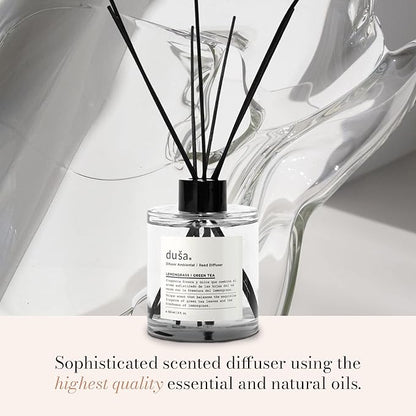 Duša Grapefruit Reed Diffuser & Sticks - 5 Fl Oz Essential Home Fragrance for Bathroom, Office & Living Spaces – Stylish & Long-Lasting Room Air Freshener - Ideal for Housewarming & Special Occasions
