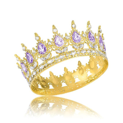 Onedor Gold Crown for Women Crystal Rhinestone Tiara Queen Headpiece for Wedding Prom Pageant Birthday Princess Theme Costume Party Hair Accessories and Cake Topper Decoration