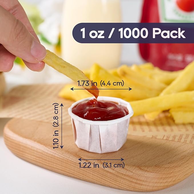LITOPAK 1000 Pack 1 oz Paper Souffle Cup, Disposable Paper Medicine Cup for Tasting Pills, Food Dessert, and Condiments