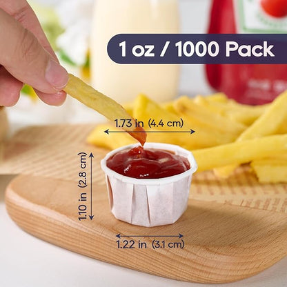 LITOPAK 1000 Pack 1 oz Paper Souffle Cup, Disposable Paper Medicine Cup for Tasting Pills, Food Dessert, and Condiments