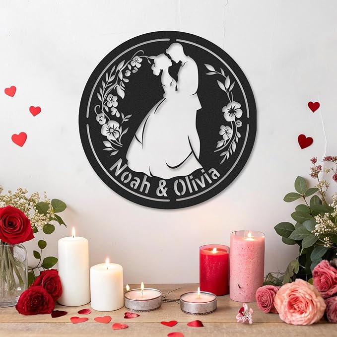 Personalized Anniversary Wedding Gifts for Couples, Metal Signs Customized, Family Name Sign, Metal Art Wall Decor, Home Decor, Valentines Day Gifts, Engagement Bridal Shower Gifts Color05