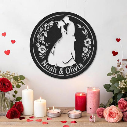 Personalized Anniversary Wedding Gifts for Couples, Metal Signs Customized, Family Name Sign, Metal Art Wall Decor, Home Decor, Valentines Day Gifts, Engagement Bridal Shower Gifts Color05