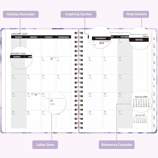 2026 Planner, Weekly and Monthly Calendar Academic Planner, Jan 2026 - Dec 2026, Planning Agenda Book for Desk Accessories and School Supplies - A5 (6.3'' x 8.5'')