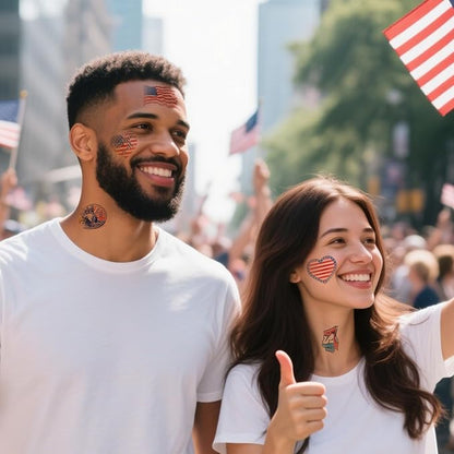 Independence Day Temporary Tattoos, USA Flag Patriotic Waterproof Fake Tattoos, Red White Blue Party Supplies Temp Tattoo Kits 4th of July Memorial Day, Veterans Day, Summer Festivals