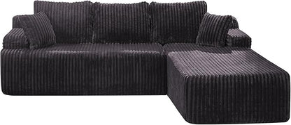 Hobestluk Modular Sectional Sofa Couches L-Shape Couch 3 Seat Modular Sofa Memory Foam Sectional Couches for Living Room, Cloud Couch with Oversized Chaise (108" Right Facing Chaise)
