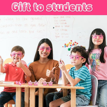 10/20/30/40 Pack Star Sunglasses Rimless Transparent Pentagram Shaped Sunglasses Bulk Party Favor Glasses for Women (10, Light Pink)