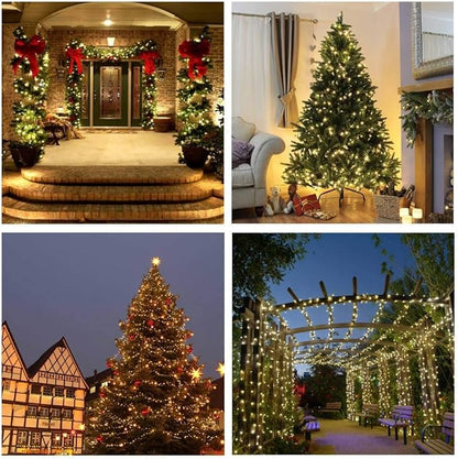 Joomer Solar Christmas Lights Outdoor, 4 Pack Total 156FT 400LED 8 Lighting Modes Solar String Lights Waterproof Fairy Tree Lights for Garden Yard Patio Christmas Decoration (Warm White)
