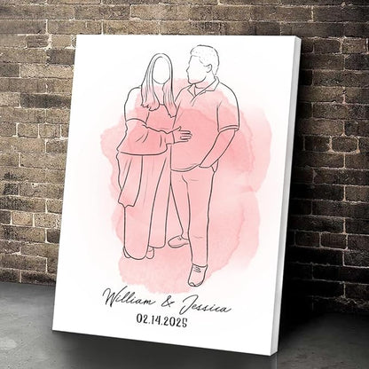 GABITA Personalized Crossroads Street Sign Wall Art for Couples, Anniversary Canvas for Couple, Gift for Valentines Day, Girlfriend Boyfriends Gifts, Custom Line Drawing Photo Poster for Wife Husband