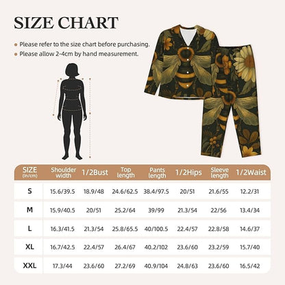 Retro Bee And Floral Women'S Pajama Sets Ultra-Soft Printed Sleepwear