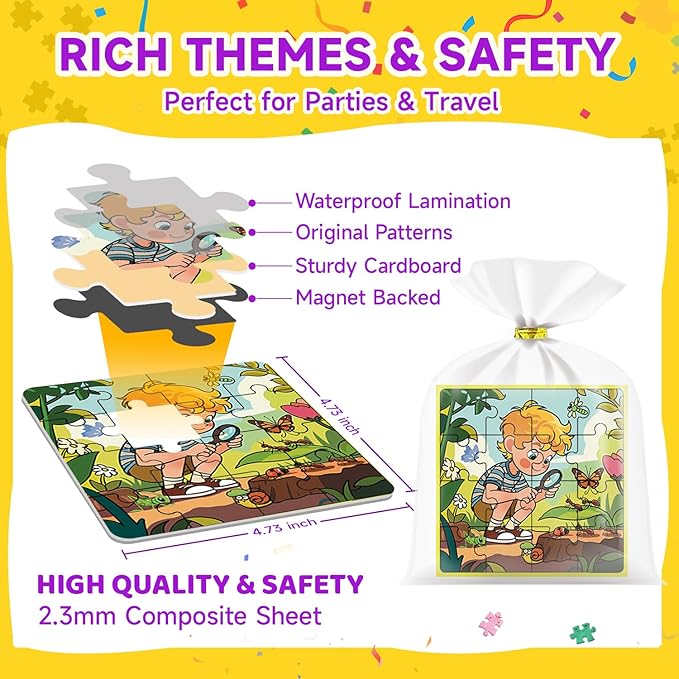 24-Pack Christmas Party Favors for Kids: Bulk Magnetic Puzzle Books for Toddlers 3-5 – Goodie Bag & Stocking Stuffers, Classroom Prizes, Birthday Return Gifts, Travel Toy for 4-8 Years Old Boys Girls