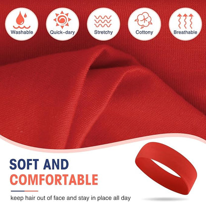 Hotop 20 Pcs Sport Stretchy Headbands for Girls Women Non Slip Soft Fabric Elastic Headband Bulk for Yoga DIY Team Gifts