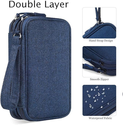 Dealcase Universal Electronics Accessories Case, Waterproof Portable Cable Organizer Bag, Multifunctional Travel Digital Accessories Storage Bag, Navy Blue