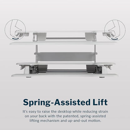 Vari Varidesk Pro Plus 36 Standing Desk Converter – 11 Height Settings + Spring Lift, 2 Tier Design, Keyboard Tray, Fits Desktops 36” Wide x 26.5" Deep – Delivers Fully Assembled (White)