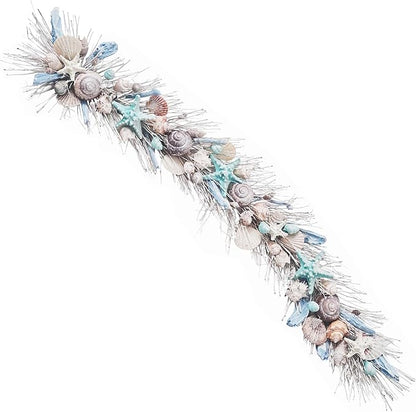 HOLIDAY TREE Handcrafted 48" Shell Coastal Christmas Garland – Beach Christmas Decor for Home, Staircase, Wall, Hallway & More | Summer Coastal Style Holiday Garland